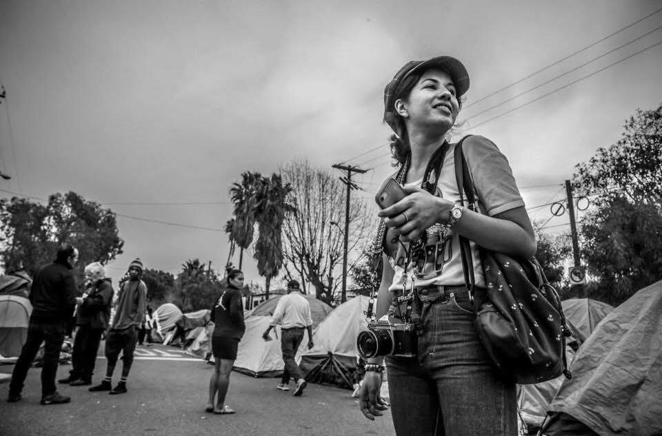Ryanne Mena reported on migrant caravans in Tijuana, Mexico, as a community college student in 2018. (Photo credit: Rob Wilson, courtesy of Ryanne Mena)